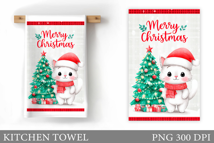 Christmas Cat Kitchen Towel. Christmas Kitchen Towel Design