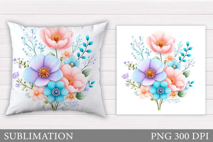Flowers Pillow Design. Floral Pillow Sublimation