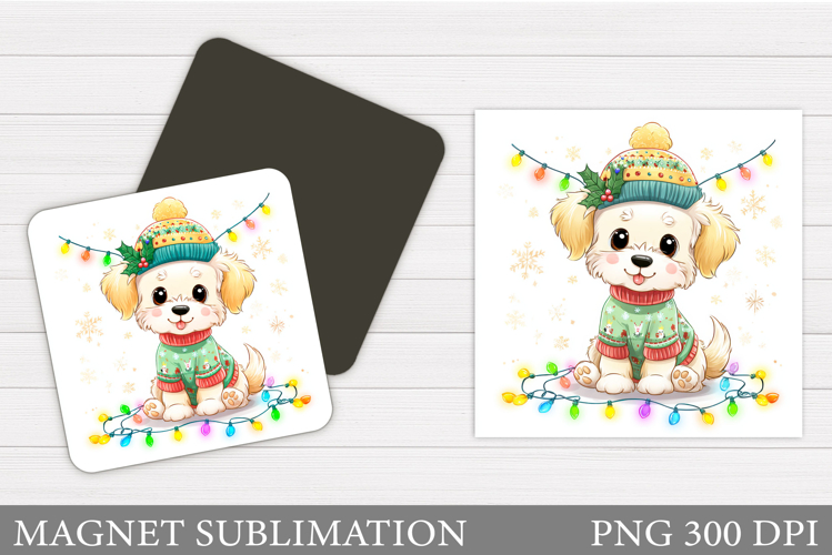 Christmas Dog Magnet Design. Christmas Magnet Sublimation