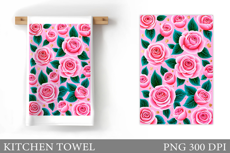 Roses Kitchen Towel. Flowers Kitchen Towel Design