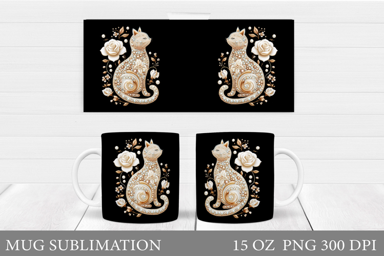 Cute Cat Mug Design. Cute Cat Sublimation