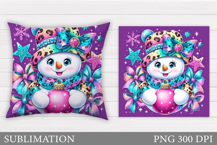 Cute Snowman Pillow Sublimation. Christmas Pillow Design
