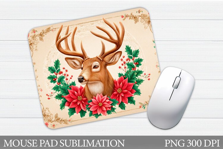 Reindeer Mouse Pad Design. Christmas Mouse Pad Sublimation example image 1