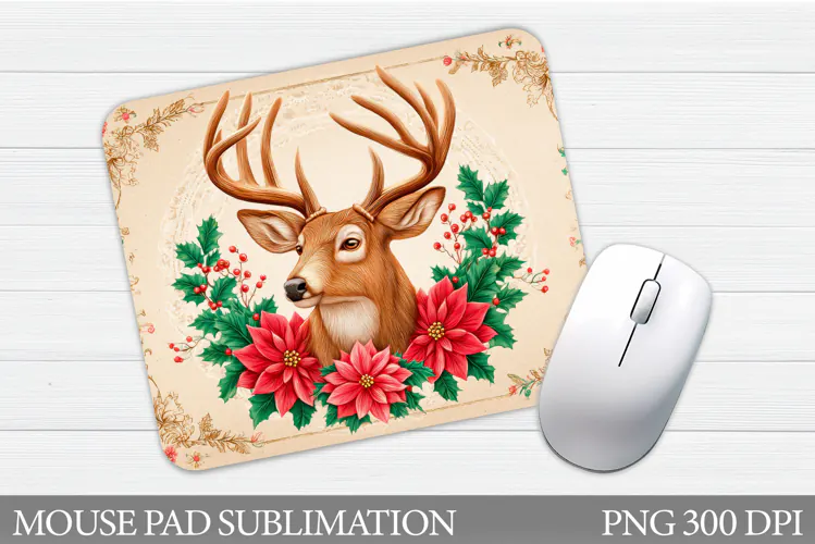 Reindeer Mouse Pad Design. Christmas Mouse Pad Sublimation