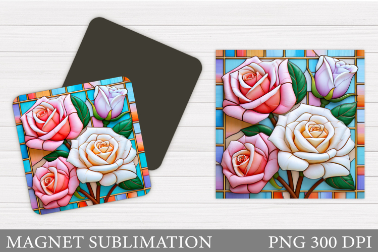Roses Magnet Sublimation. Flowers Magnet Design