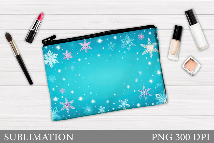 Snowflakes Makeup Bag. Christmas Makeup Bag Sublimation