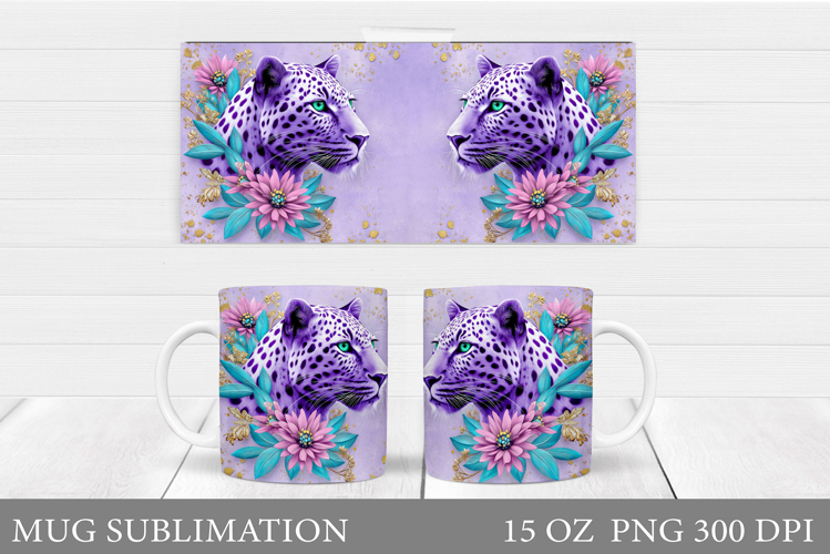 Leopard Mug Wrap Design. Leopard Sublimation