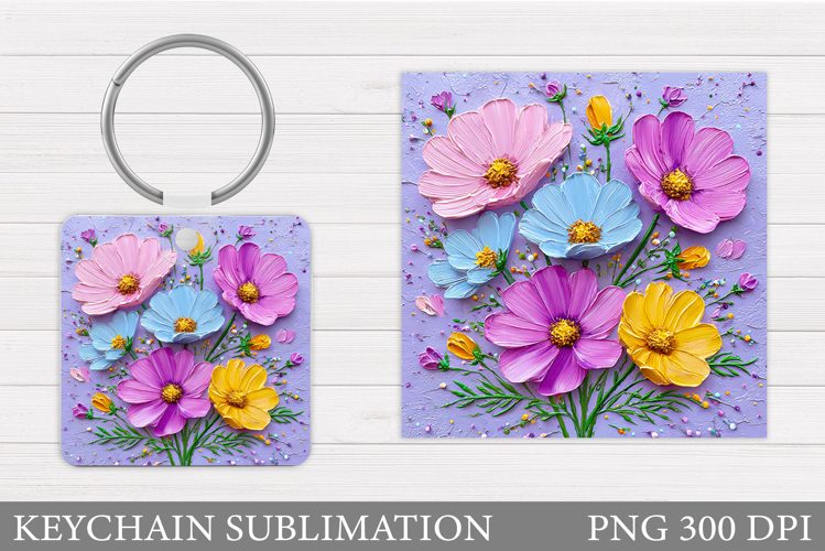 Flowers Keychain Design. Floral Keychain Sublimation