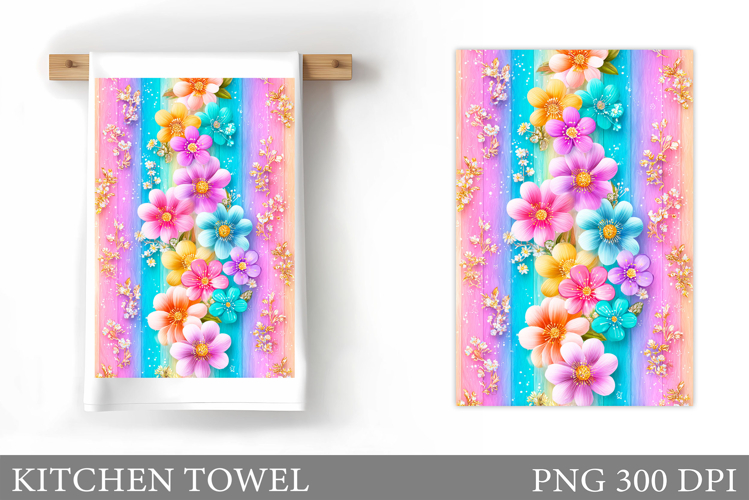 Flowers Kitchen Towel. Floral Kitchen Towel Sublimation