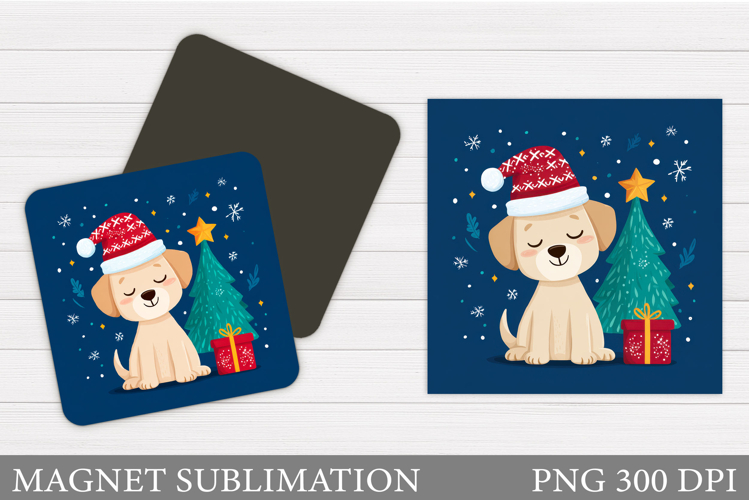 Christmas Dog Magnet Sublimation. Christmas Magnet Design