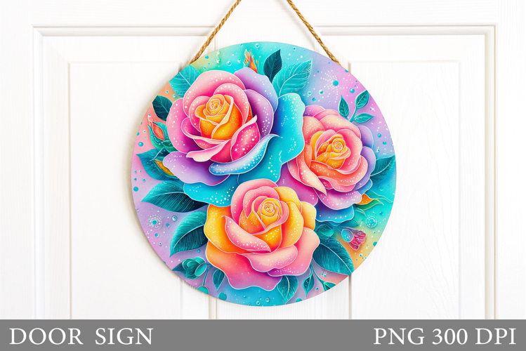 Roses Door Sign Sublimation. Flowers Door Sign Design