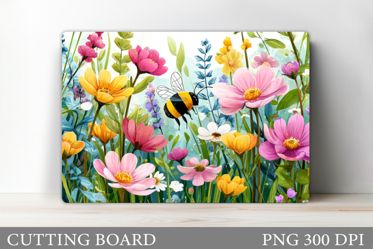 Bee Cutting Board Design. Flowers Kitchen Cutting Board