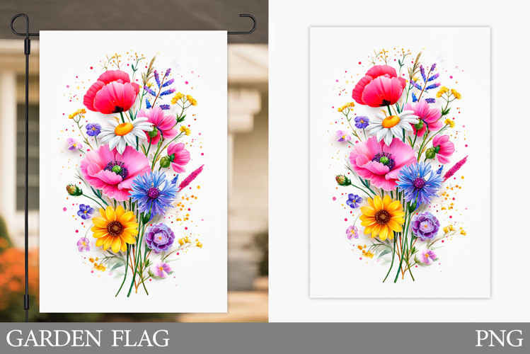 Wildflowers Garden Flag. Floral Garden Flag Sublimation