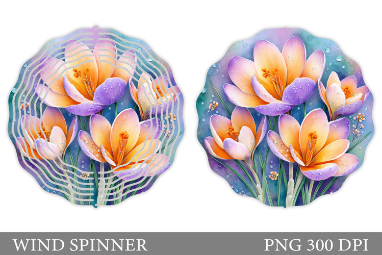 Crocus Wind Spinner Sublimation. Flowers Wind Spinner Design