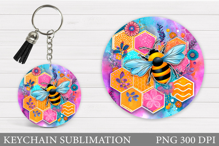 Bee Keychain Design. Bee Sublimation
