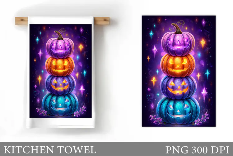 Halloween Pumpkin Kitchen Towel. Halloween Sublimation