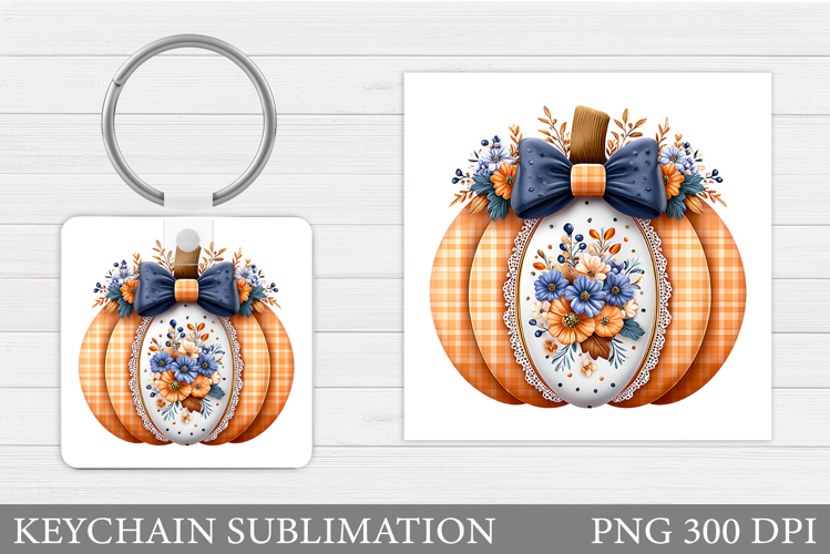 Patchwork Pumpkin Keychain. Pumpkin Keychain Sublimation