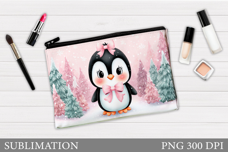 Penguin Cosmetics Bag. Christmas Makeup Bag Sublimation