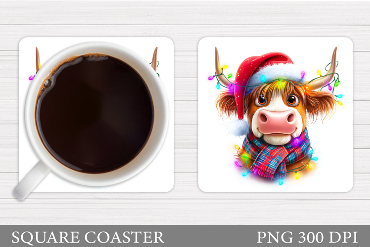 Christmas Cow Coaster. Christmas Cow Coaster Sublimation