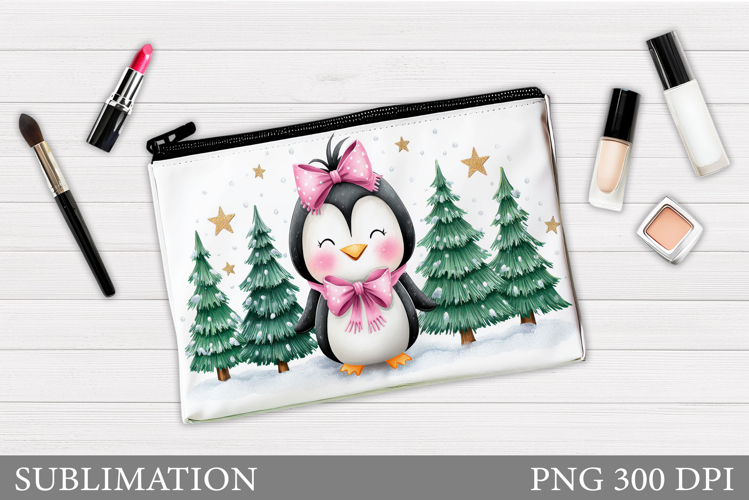 Penguin Cosmetics Bag. Christmas Makeup Bag Design