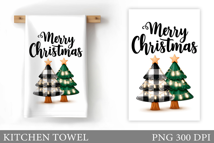 Christmas Tree Kitchen Towel. Christmas Deer Kitchen Towel