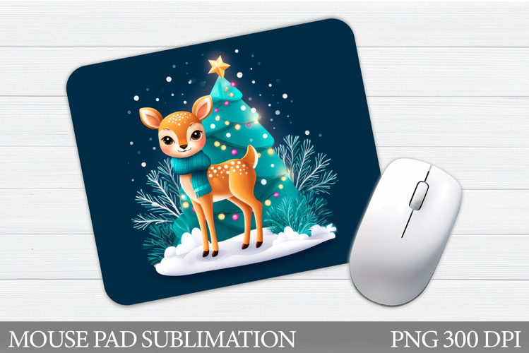 Cute Deer Mouse Pad Sublimation. Christmas Mouse Pad Design