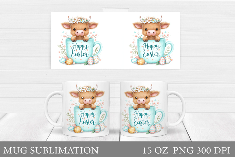 Easter Cow Mug Sublimation. Easter Mug Design