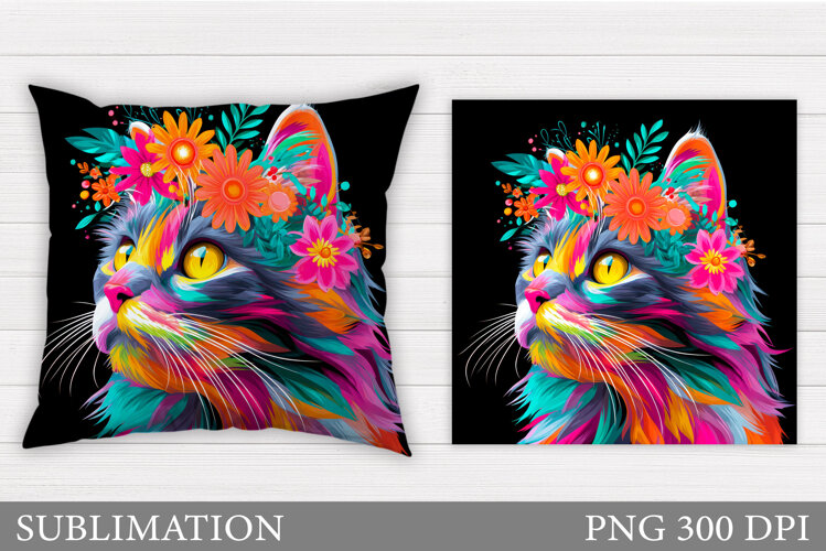 Cat Pillow Design. Cat Sublimation example image 1