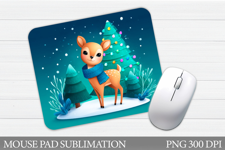 Cute Deer Mouse Pad Sublimation. Christmas Mouse Pad Design