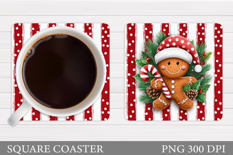 Gingerbread Coaster Design. Christmas Coaster Sublimation example image 1