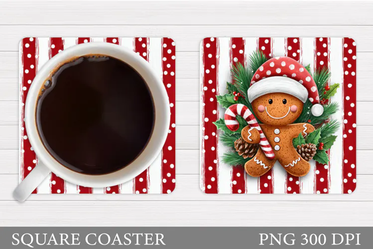Gingerbread Coaster Design. Christmas Coaster Sublimation