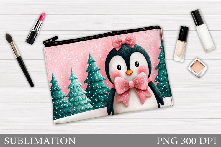 Penguin Cosmetics Bag. Christmas Makeup Bag Sublimation