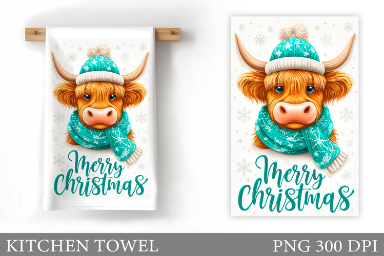 Christmas Cow Kitchen Towel. Christmas Kitchen Towel Design