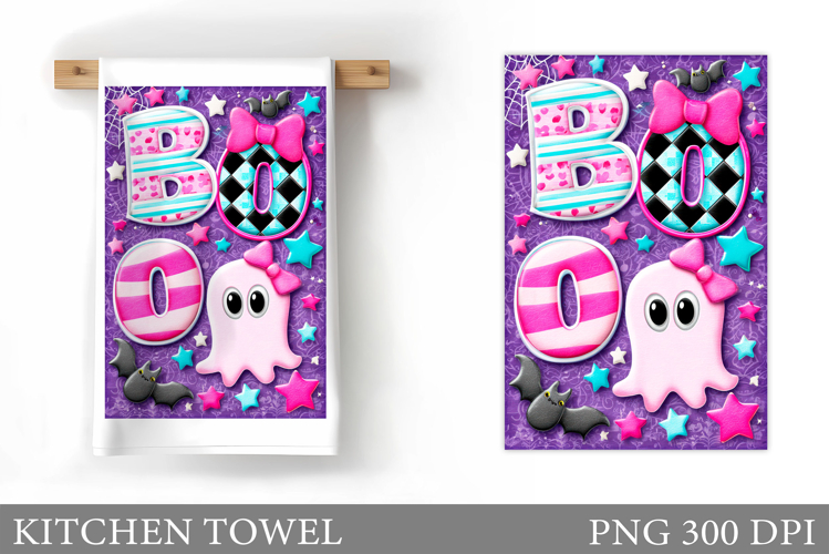 Boo Kitchen Towel Sublimation. Halloween Kitchen Towel