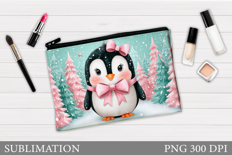 Penguin Cosmetics Bag. Christmas Makeup Bag Design