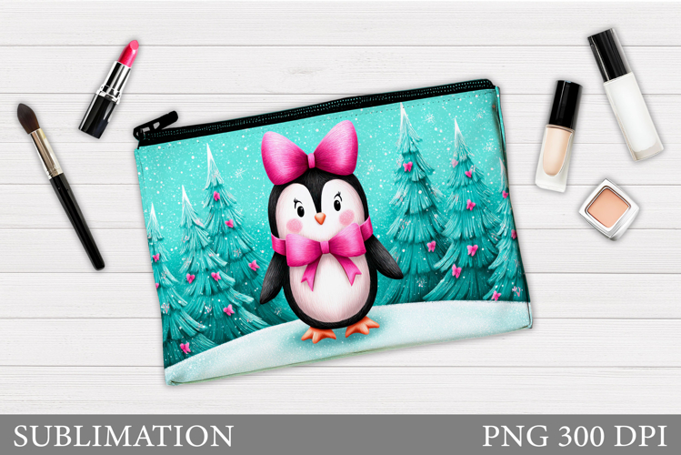 Penguin Cosmetics Bag. Christmas Makeup Bag Sublimation