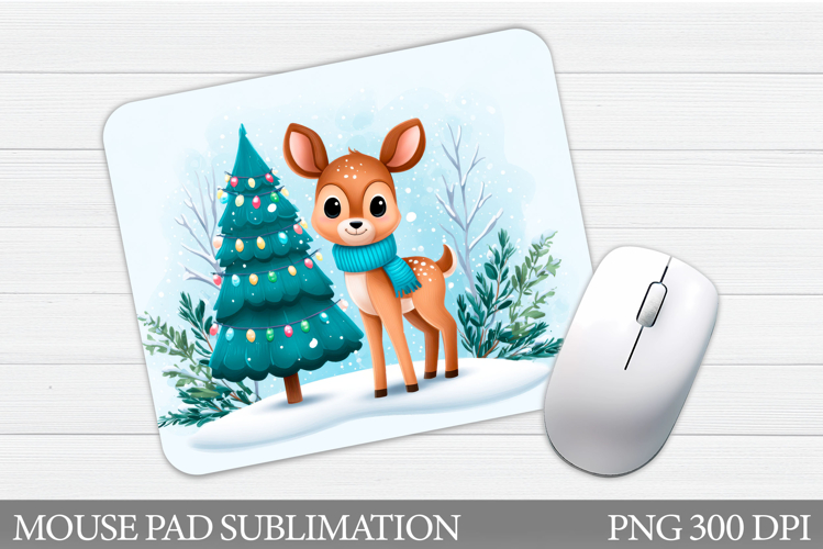 Cute Deer Mouse Pad Sublimation. Christmas Mouse Pad Design