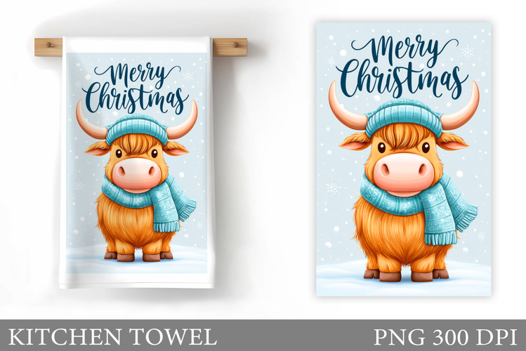 Christmas Cow Kitchen Towel Design. Christmas Kitchen Towel