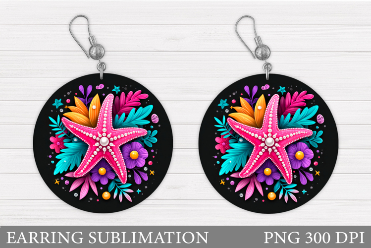 Starfish Earring Sublimation. Sea Earring Design