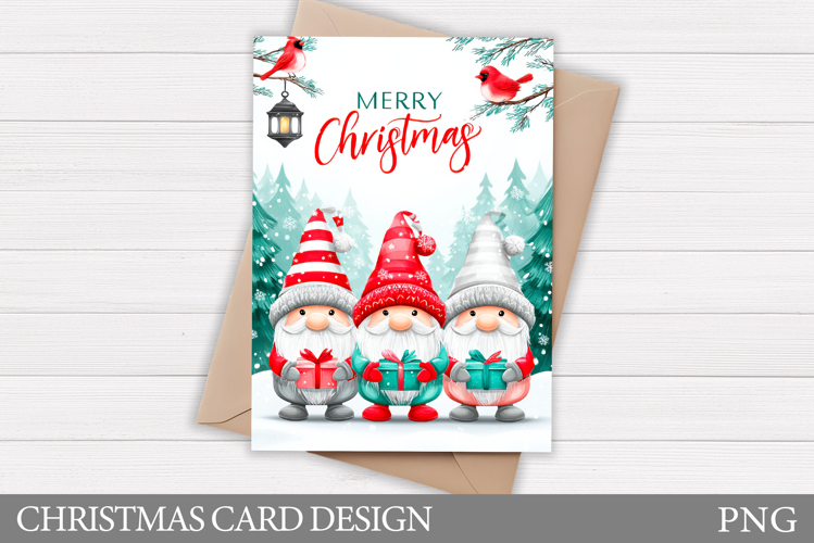 Christmas Gnome Card Printable. Christmas Card Design