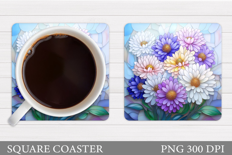 Flowers Coaster Sublimation. Floral Coaster Design