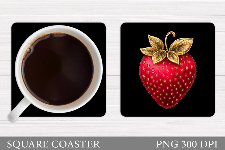 Strawberry Coaster Sublimation. Berries Coaster Design