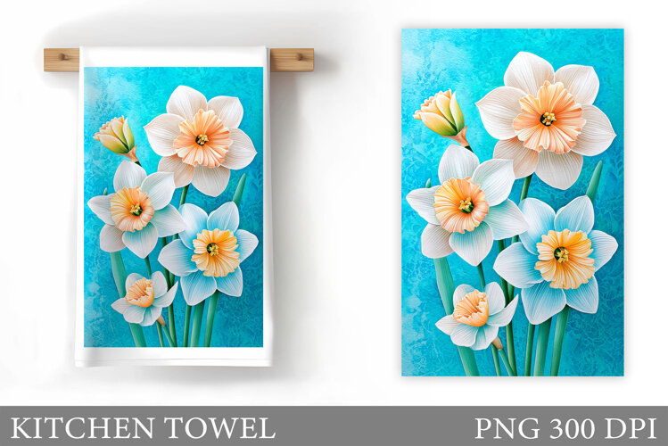 Flowers Kitchen Towel. Floral Kitchen Towel Sublimation example image 1