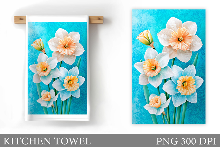 Flowers Kitchen Towel. Floral Kitchen Towel Sublimation