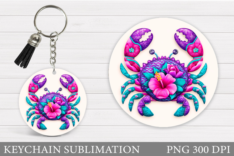 Crab Keychain Design. Sea Keychain Sublimation