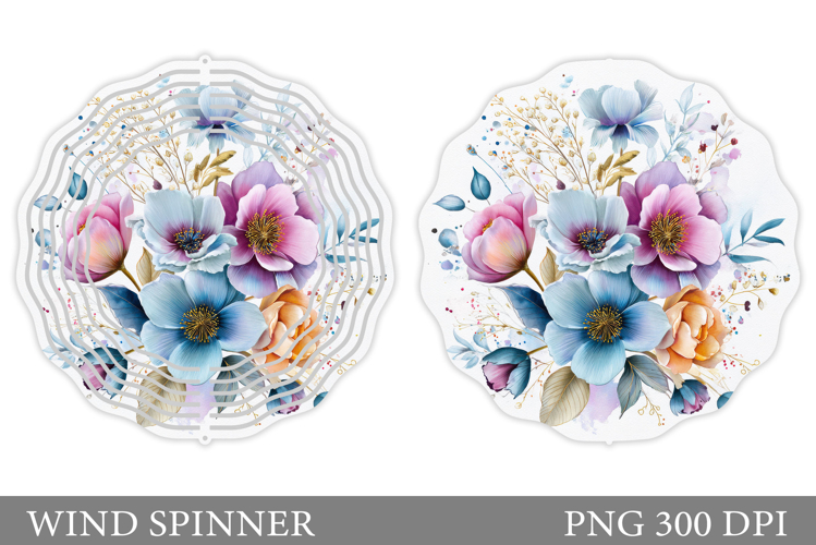 Flowers Wind Spinner Design. Floral Wind Spinner Sublimation