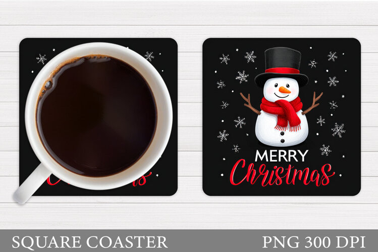 Snowman Coaster Sublimation. Christmas Coaster Design example image 1