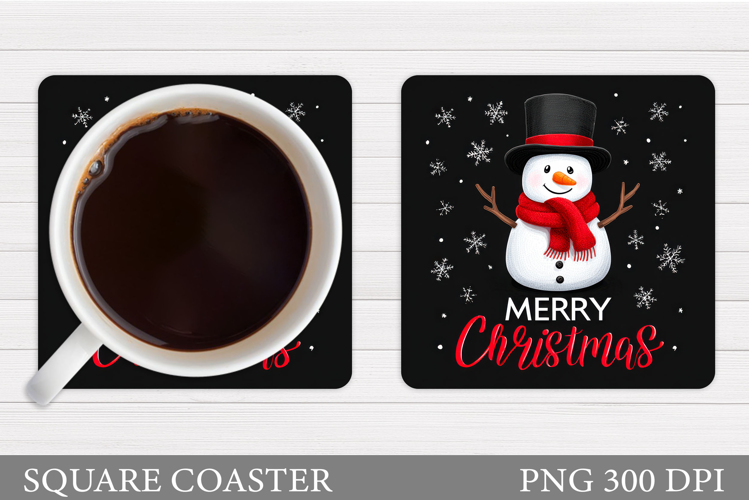 Snowman Coaster Sublimation. Christmas Coaster Design