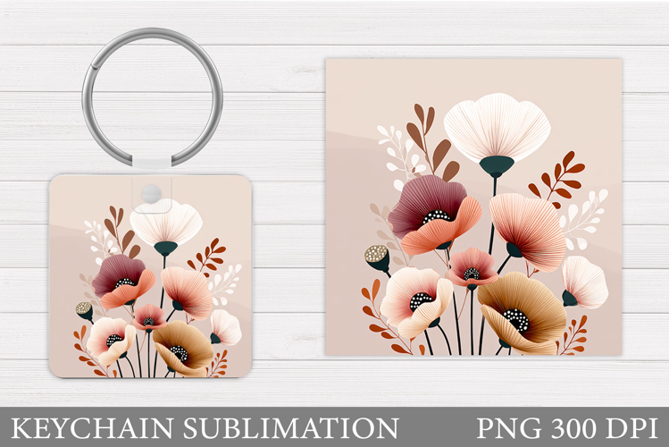 Flowers Keychain Sublimation. Floral Keychain Design