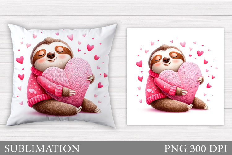 Valentines Sloth Pillow Design. Valentine Pillow Sublimation